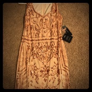 Lulus floor length rose gold dress